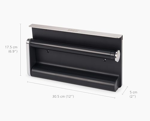 Joseph Joseph RollGrip Under Cabinet Kitchen Roll Holder, Space-Saving, Spring Tension Arm, Easy One-Handed Tearing, Fits 140mm Rolls, Graphite - Image 4