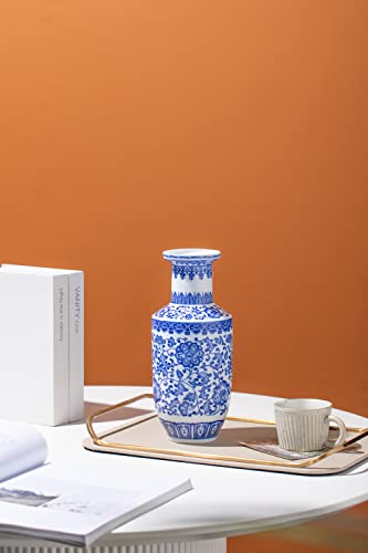 Galouro Blue And White Vase, Blue Vase, Chinoiserie Vase, Ginger Jar Vase For Home Decor, Porcelain Decor,10" H #TOP5