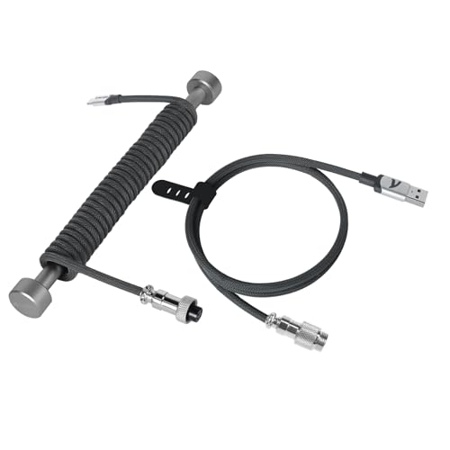 ATTACK SHARK - Custom Coiled Keyboard Cable - USB-C to A Aviator With Solid Aluminum Alloy Winder Set for Gaming Keyboard, PS4, PS5, Xbox - Braided Detachable Metal Double Sleeved Spiral - -6%
