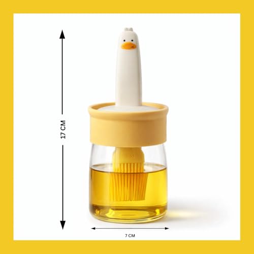 Image of Oil Brush Dispenser for Cooking 200ml | Plastic Oil Bottle with Silicone Basting Brush | Easy Oil Apply for Roti & BBQ Grill Frying Baking, Air Fryer, Heat-Resistant Food-Grade Brush for Kitchen