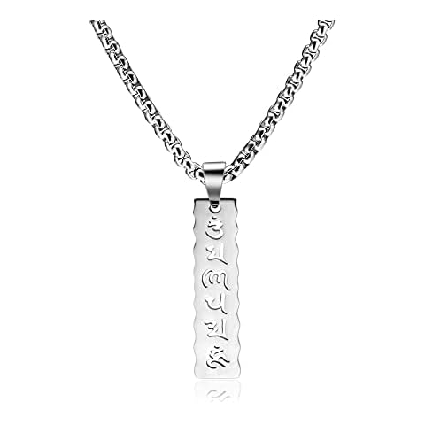 Mens Silver Stainless Steel Necklaces Proverbs Pendant Religious Christian Prayer Bible Verse Hip Hop Long Chunky Cool Necklaces for Men Spiritual Jewelry, Stainless Steel, Cubic Zirconia Cover