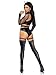 Leg Avenue 86994-00102 3 Pc Criminal Kitty, Includes Cut-Out Zip Up Bodysuit With Snap Crotch, Belt With Attached Garters, And Cat Ear Headband, Medium, Black