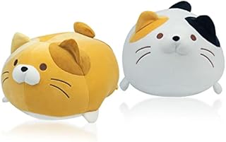 Locisne 2 Super Soft Cat Toy Pillow, Orange & White Kawaii Plush Kitten Stuffed Animal, Cute Chubby Plush Hugging Animal for Sofa Bed Chair, Gift for Boys and Girls, Household Goods, 11.81inches/30cm