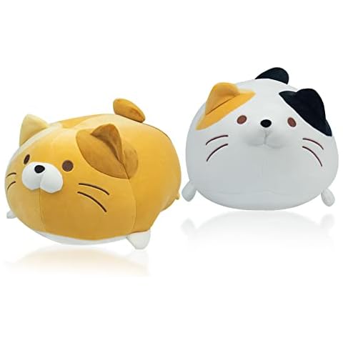 Almohada de Gato de Peluche Locisne Blanco y Naranja Cover