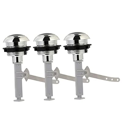3pcs Toilet Tank Button Set Round Flush Tank Push Button Plastic Durable for Closets Easy Install Replacement for Home Office Hotel