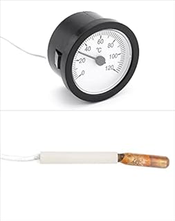 QWORK® Termometro con sonda capillare utilizzato per caldaie, sistemi di riscaldamento e raffreddamento, capillare 1000 mm, 0-120°C