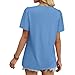 Womens Summer Tops Trendy Short Sleeve T Shirts Pleated Crewneck Tees Blouses Dressy Casual Outfits Clothing（2-Sky Blue,XX-Large）