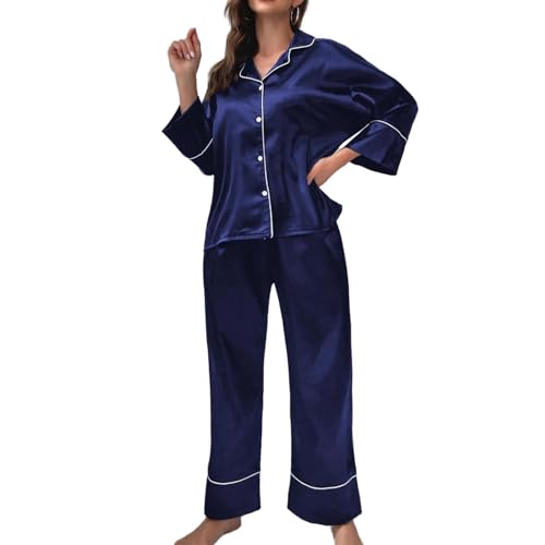 Pyjamas à manches longues douces vêtements de nuit décontractés ensemble pyjama femmes