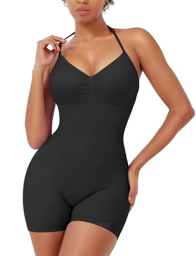 YEOREO SoftHue Women One Piece Workout Jumpsuits Halter Backless Romper