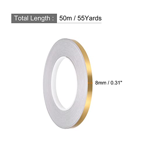 Rebower Bodendichtungsstreifen Linie Bordürenaufkleberfolie Selbstklebendes Fliesenaufkleberband, [für Wandbodendekoration] – 0,31 Zoll x 55 Yards/Golden Farbton
