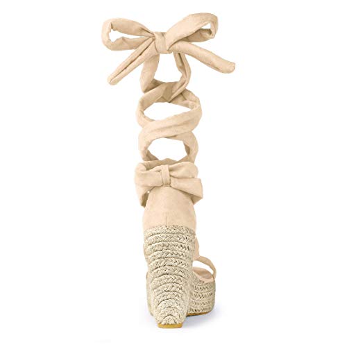 Allegra K Women's Espadrilles Platform Sandals Lace Up Open Toe Wedges Heels4