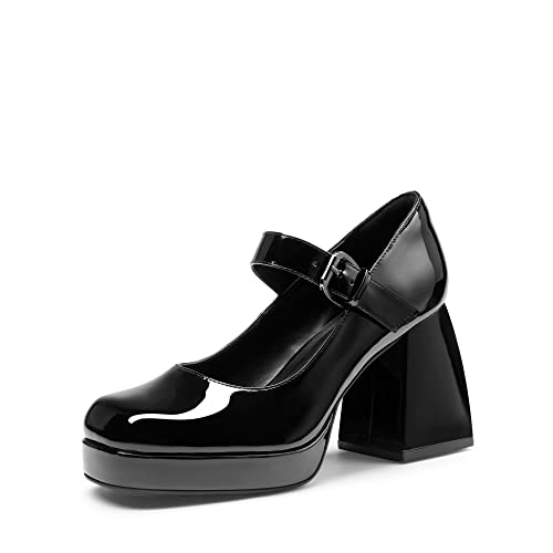 Image of DREAM PAIRS Women's High Chunky Platform Closed Toe Mary Jane Block Heels Square Toe Strappy Dress Wedding Party Pumps Shoes