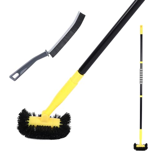 EtenSum Grout Cleaning Brush with Long Handle - Hard Bristle