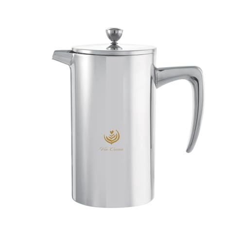 VIA CREMA FRENCH PRESS 800/1000 ml Glass/Stainless steel (Acero inoxidable, 1000 ml/34OZ)