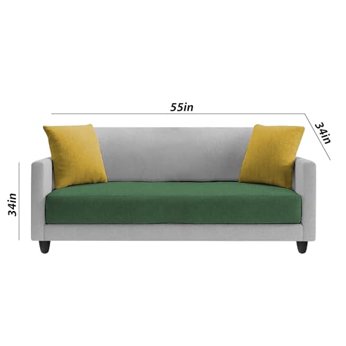 Image of Casaliving Dominic 2 Seater Sofa Set for Living Room (Green Grey Fabric) Premium Fabric Sofa
