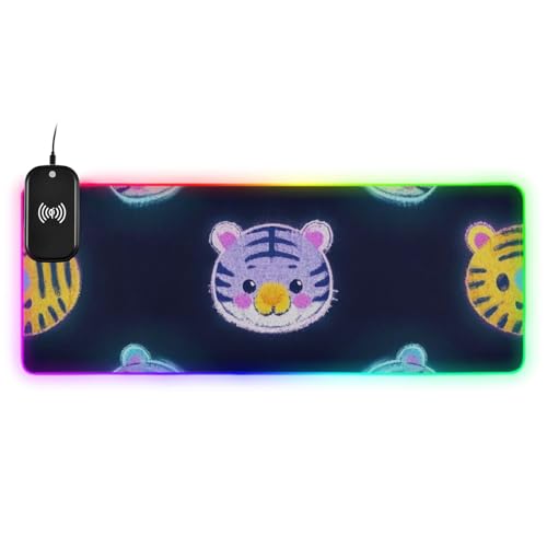 Tapis de souris de bureau tigre fluo pour setup moderne