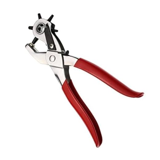 BlueSunshine Heavy Duty Leather Hole Punch Toolfor Belts, Watch Bands, Dog Collars, Saddles, Fabric, DIY Home or Craft Projects. – Revolving For Quick Size Adjustment Plier – 6 Sizes Puncher