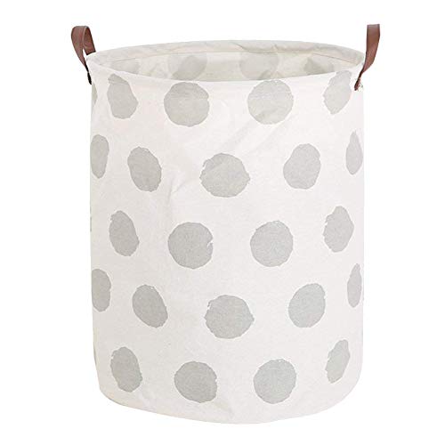 Leisial Lienzo Impermeable al Agua de secar Ropa Cesta de almacenaje con asa barrica de almacenaje (Lino y algodón, Plegable cylindric 40 * 50 cm ( a ) Cover