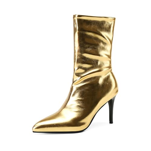 Bottes mi-mollet élastiques pour briller en soirée et boîte de nuit