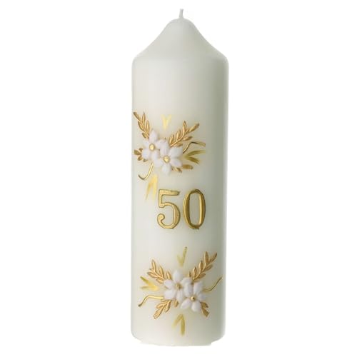 Candle for Golden Wedding Anniversary, Flowers, 165x50 mm
