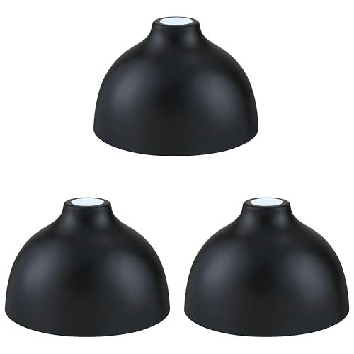 Image of Industrial 8.7 inch Metal Drum Replacement Shades,1.6 inch Fitter Opening for Threaded Medium Base Socket,H5.1*D8.7 Black Finish 3 Pack