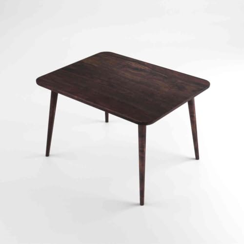 Image of WOODLAB Solid Sheesham Wood 4 Seater Dining Table Set | Wooden Four Seater Dining Table with Cushioned Cane Back Chairs Furniture for Living Room, Home, Hotel & Restaurants (Walnut Finish)