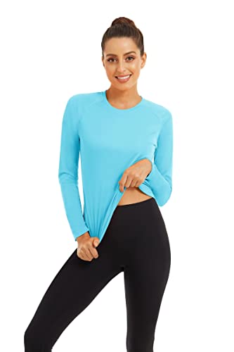 Boladeci Spf Shirts For Women Long Sleeve Upf 50+ Uv Protection Sun Blocking Shirts Rash Guard Beach Swim Hiking Fishing Top T-Shirts Ice Blue 2Xl #TOP3