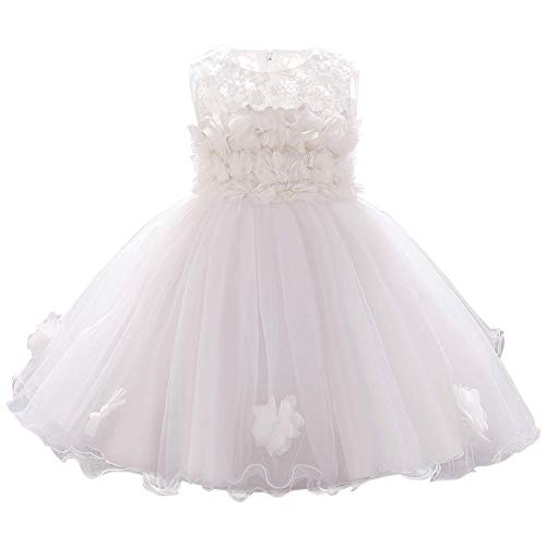 Baptism Dresses For Baby Girls Infant Christening Wedding Bridesmaid Tutu Tulle Princess Lace Floral Embroidery 1St 2Nd Birthday Party Pageant Easter Formal Dedication Ruffle Summer Gown White 12-18M #TOP5
