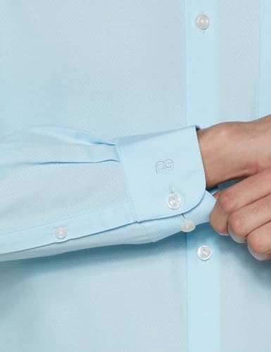 Image of Peter England Men's Classic Textured Slim Fit Full Sleeve Shirt | Wonder Fabric | Cotton Rich | Premium Dobby