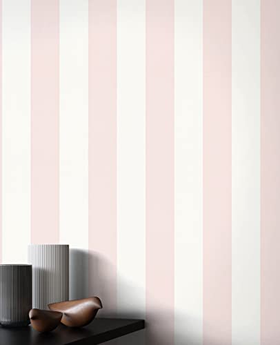 NEWROOM Papel pintado Rosa Tiras Tejido no Tejido - Vintage Blanc...