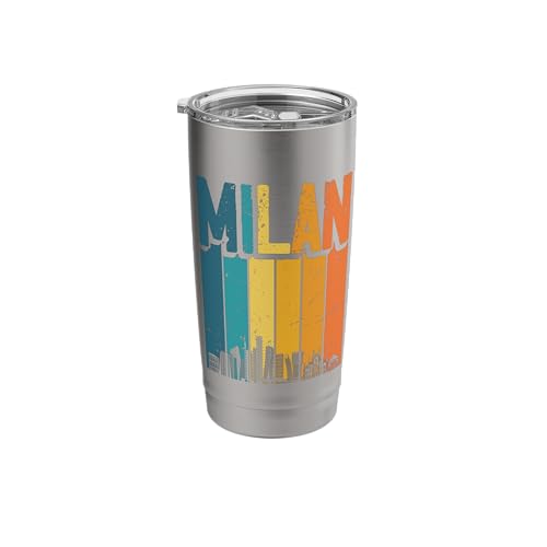 Milan Italy Retro Sunset Skyline Stainless Steel Tumbler