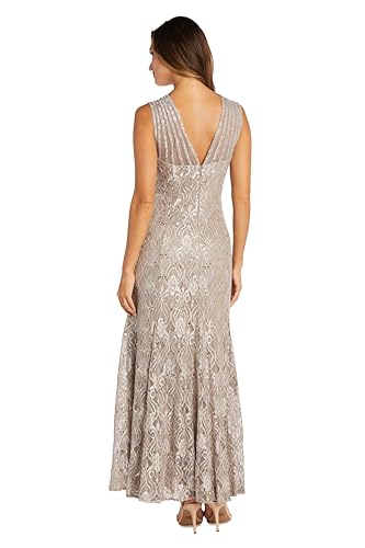 R&M Richards Womens Petites Lace Long Evening Dress3