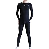 IYUNYI Men's Ultra Soft Ribbed Cotton Thermal Underwear Base Layer Long Johns Set Black