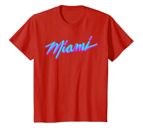 Miami - Vaperwave Synthwave 80s Style Retro Design T-Shirt, Youth, Red, 3T