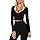 IYOWEL Womens Wrap Top Long Sleeve Tie Front Ballet Crop Tops Sexy Deep V Neck Yoga Pilates Workout T Shirts Y2K Going Out Outfits Black M