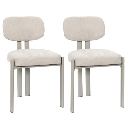 AltoBuy Lot de 2 chaises Assise et Dossier rembourré et Tissu Toucher Doux Beige Pieds métal Design - Stubby