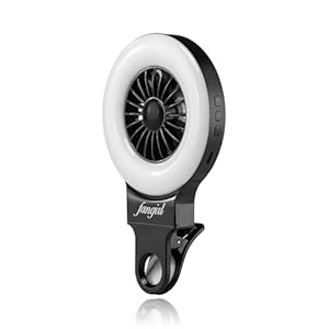 Fangirl by Remi: 2-en-1 Clip en el ventilador del teléfono y Selfie Ring Light (negro)
