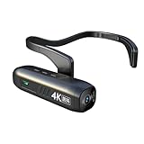4Kヘッドマウントカメラ 30fps ハンズフリー WiFi ウェアラブルカメラ ミニボディカメラ 暗視 130度広角 IPX5防水 Vlog用(黒)