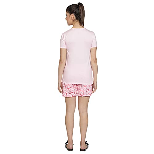 Image of Club A9 Women Cotton Regular Fit T-Shirt and Shorts Night Suit | Two Piece Set