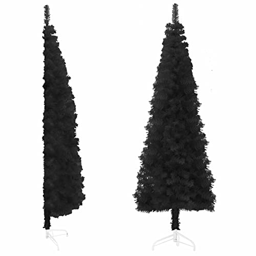 Tidyard Árvore de Natal artificial preta 210 cm - meio árvore com suporte, decoração removível, leve, ornamentos festivos para férias