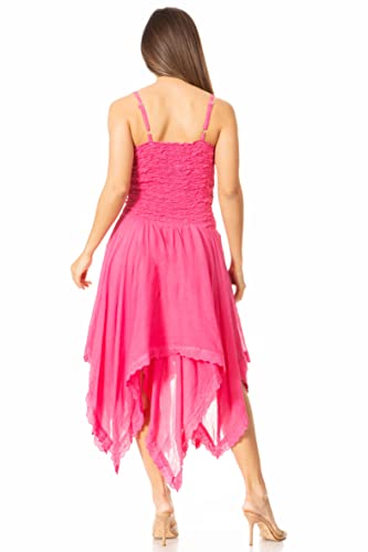 Image of Sakkas Ella Smocked Bodice Spaghetti Strap Double Layered Dress