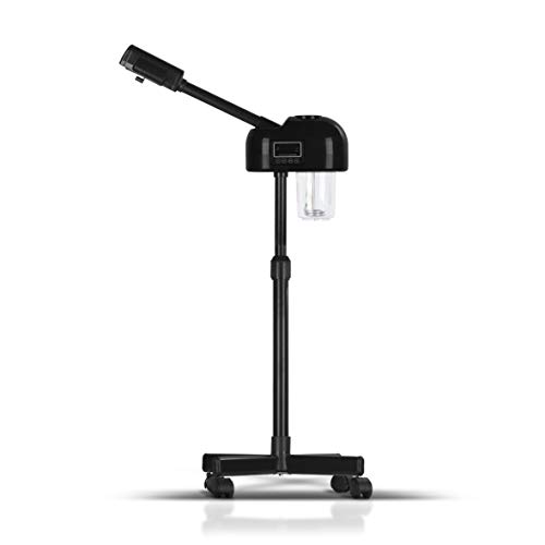 Minuteur Visage Vapeur Noir avec Ecran LCD Professionnel Salon Spa Soins Visage Hauteur Réglable