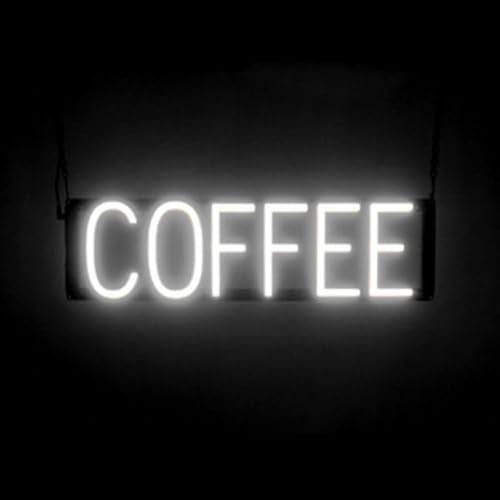 Image of SpellBrite LED Neon COFFEE Sign for Business - White, 23 inch x 6 inch | Ultra-Bright Click-Together Signage for Cafes, with Visibility from 500 Feet - 8 Animations, 6 Brightness Settings