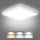 slochi LED Ceiling Light, 3000K/4000K/6500K 3 Color Temperature, IP54 Waterproof Bathroom Light, Modern Square LED Ceiling Light for Bedroom, Kitchen, Hallway, Outside Porch and More - Image 1