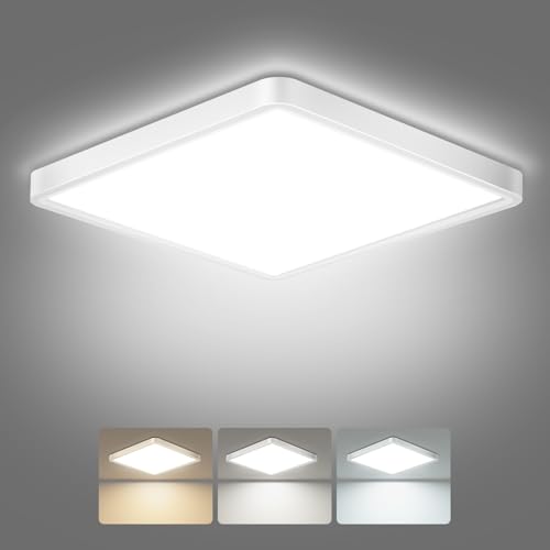 slochi LED Ceiling Light, 3000K/4000K/6500K 3 Color Temperature, IP54 Waterproof Bathroom Light, Modern Square LED Ceiling Light for Bedroom, Kitchen, Hallway, Outside Porch and More - Cosy Home Interiors slochi LED Ceiling Light, 3000K/4000K/6500K 3 Color Temperature, IP54 Waterproof Bathroom Light, Modern Square LED Ceiling Light for Bedroom, Kitchen, Hallway, Outside Porch and More