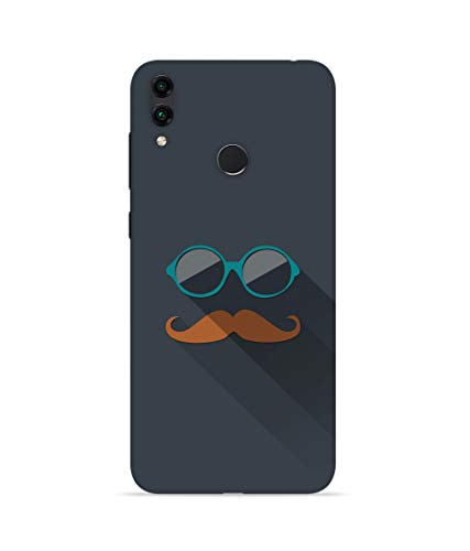 Image of Silence Printed Men Beard and Blue Glasses with Gray Designer Hard Back Case Cover for Huawei Honor 8C