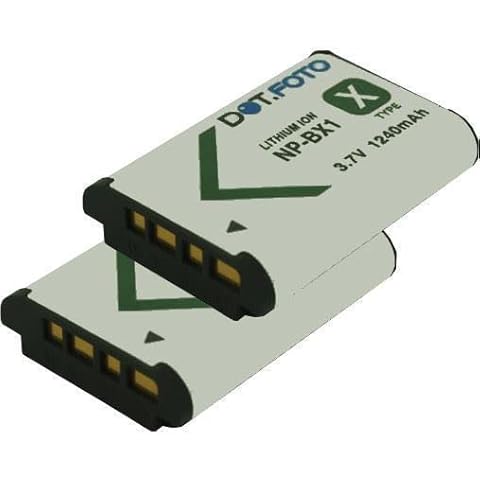 2 x Dot.Foto NP-BX1 Premium 3.7v / 1240mAh Rechargeable Battery for Sony Cover