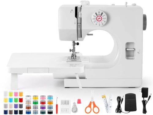 Sewing Machine, Mini Sewing Machine, Electric Portable Sewings Machines for Beginners, 12 Stitch Dual Speed with Foot Pedal & Sewing Kit - (Newest Smooth Version)