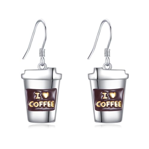 Boucles d'oreilles tasse à café argent parfaites pour le bureau