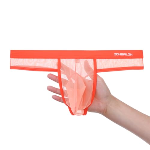 JINSHI Men's Sexy Transparent Thongs Underwear See Through T-Back With Bulge Pouch, Mesh G-string Butt-Flaunting Elephants2